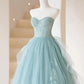 Cute Tulle Strapless Long Prom Dress, A-Line Lace Formal Evening Dress nv1590