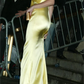 Yellow strappy satin long party dress formal evening gown nv1839