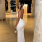 White low-cut V-neck long slim ball gown evening dress nv2849