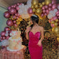 Hot Pink Simple Elegant Velvet Long Party Dress Birthday Dress Prom Dress Evening Dress nv1996