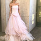 Light pink tulle elegant long ball gown evening dress bridal shower guest dress nv268