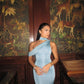 Blue Fashion One Shoulder Off Shoulder Long Slim Ball Gown Evening Dress Party Dress nv2432