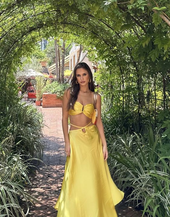 Yellow spaghetti strap off-shoulder waist suit long ball gown evening dress party dress nv2345