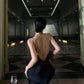 Black halter back sexy satin long evening dress prom dress nv1995