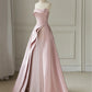 Robe de soirée longue en satin rose élégante et charmante, en tulle, pour demoiselle d'honneur, nv2467