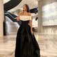 Black fashion elegant charming one shoulder off shoulder short sleeve long slit ball gown evening dress party dress nv2454