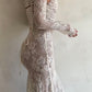 Off-white Elegant Lace Bodycon Dress Long Birthday Party Dress Evening Dress Maxi Dress nv2728