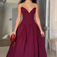 Burgundy A-line/Princess V-neck Floor-length  Long Ball Gown Evening Dress nv1933