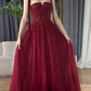 Red shiny sequins spaghetti straps bow long dress long ball gown evening dress nv2732