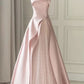 Rosa Elegantes Charmantes Süßes Satin Tüll Langes Ballkleid Formelle Brautjungfernkleider Abendkleid Partykleid nv2467