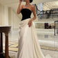 Black and white simple elegant off-shoulder long ball gown evening dress nv1989