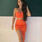 Orange Slim Fit Two Piece Short Prom Party Dress Homecoming Dress nv2074