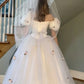 White solid color small floral elegant tulle long ball gown wedding dress princess style women's bridal dress nv2744