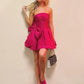 Hot Pink Strapless Ruffled Short Bow Party Dress Homecoming Dress Prom Dress nv2024