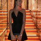 A-line V-neck velvet short/mini homecoming dress evening gown nv2022