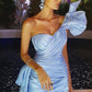 Short sweetheart sky blue pleated one shoulder homecoming dress evening dress prom dress nv1969