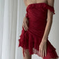 Red ruffled sleeveless short prom dress homecoming dress nv1956