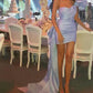 Short sweetheart sky blue pleated one shoulder homecoming dress evening dress prom dress nv1969