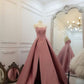 Pink Strapless Elegant Satin Long Slit Ball Gown Evening Dress nv3189