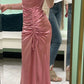 Pink Fashion Spaghetti Strap Long Satin Slim Fit Ball Gown Evening Dress Party Dress nv3557