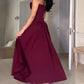 Burgundy A-line/Princess V-neck Floor-length  Long Ball Gown Evening Dress nv1933