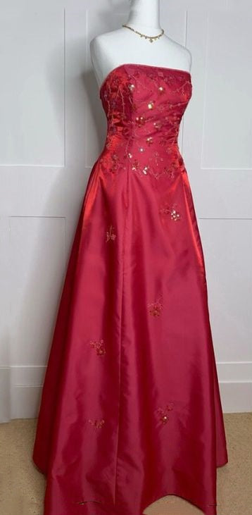 Red vintage elegant fashion exquisite beaded long satin ball gown evening dress party dress nv3569