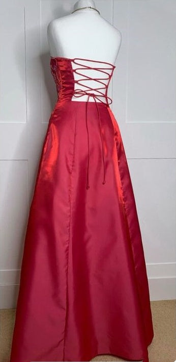 Red vintage elegant fashion exquisite beaded long satin ball gown evening dress party dress nv3569