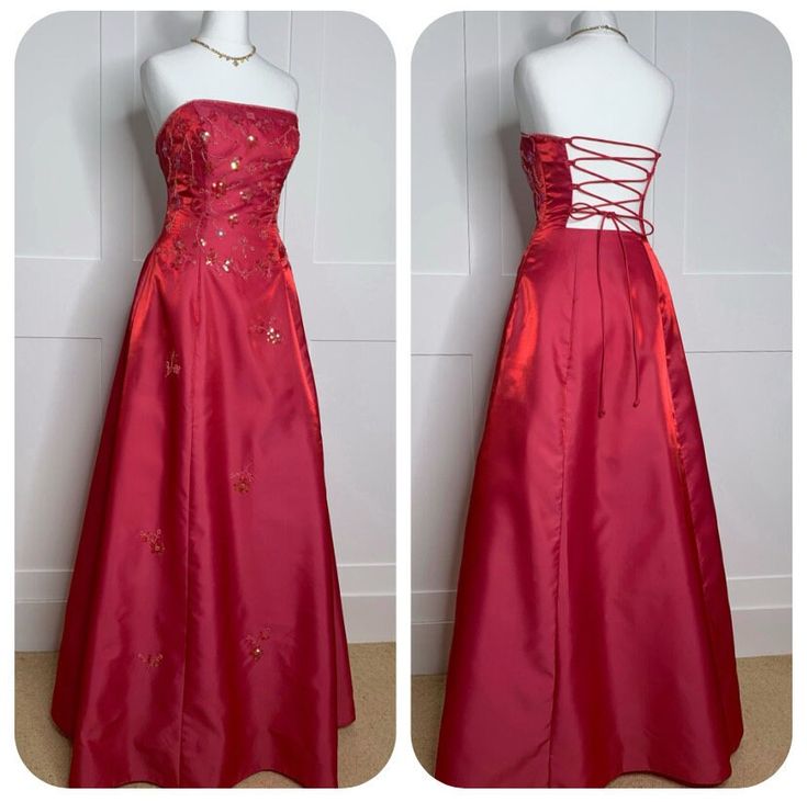 Red vintage elegant fashion exquisite beaded long satin ball gown evening dress party dress nv3569