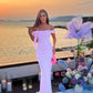 Pink Rose One Shoulder Off Shoulder Elegant Charming Long Ball Gown Evening Gown Party Dress nv2285