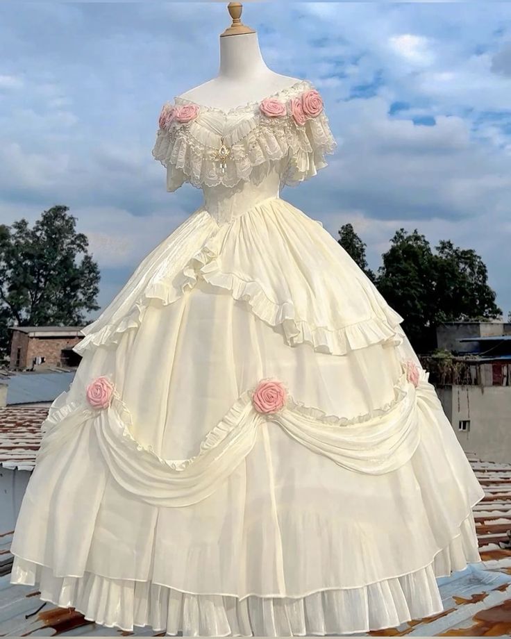 Robe de soirée longue en tulle rose/blanc avec appliques délicates et mignonnes nv3305