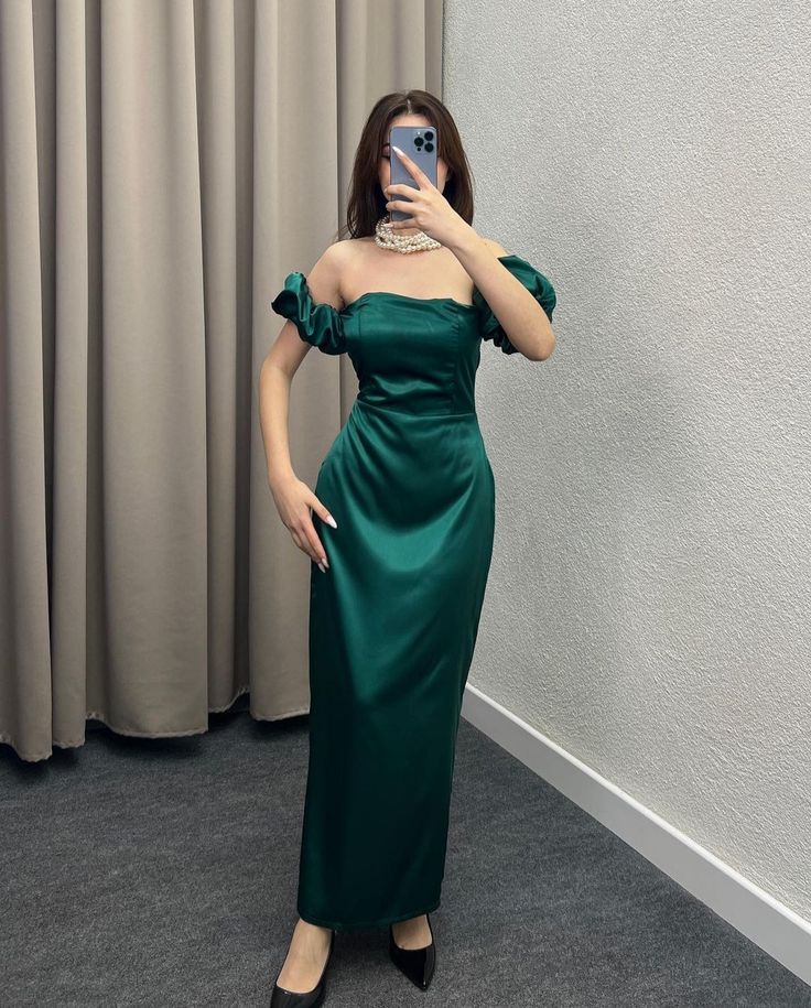 Green/blue/purple simple fashion tube top short sleeve long satin ball gown evening dress nv3091