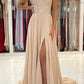 Champagne Chiffon Long Prom Dresses, One Shoulder Evening Dresses nv1465