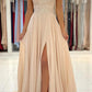 Champagne Chiffon Long Prom Dresses, One Shoulder Evening Dresses nv1465