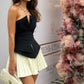 Black and white simple fashion off-shoulder short mini homecoming dress party dress evening gown nv2360