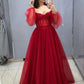 Red Fashion Corset Wide Sleeves Long Tulle Ball Gown Evening Dress nv3214