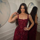 Burgundy shiny elegant sequin long ball gown evening dress nv2819