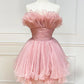 Pink Tulle Short Prom Dress Homecoming Dress Party Dress nv2069