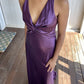 Robe de soirée longue violette élégante à col en V et dos nu, style sirène, vintage, robe de bal, robe de soirée, robe de soirée nv2622