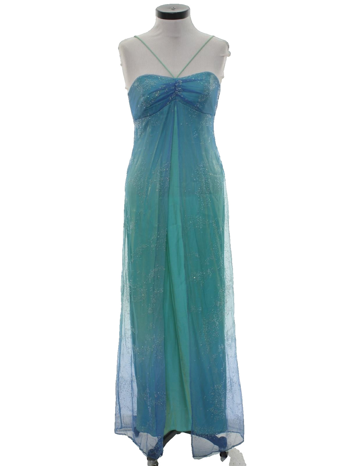 Blue shiny fashion retro elegant suspender long tulle prom dress evening dress party dress nv2761