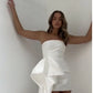 White Strapless Sheath Short Evening Party Dress nv1725