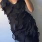 Black Fashion Elegant Ruffle Long Mermaid Slim Tulle Ball Gown Evening Dress Wedding Guest Party Dress nv3212