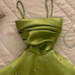 Green/Red/Purple/Blue Fashion Spaghetti Strap Midi Satin Homecoming Dress Birthday Party Dress nv3206