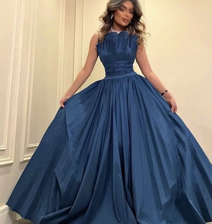 Blue Fashion Unique Elegant A-line Popular Long Evening Dress Party Dress nv2465