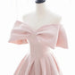 Decorated with a big bow on the front Cute pink satin short homecoming dress graduation dress nv1732