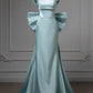 Green simple elegant mermaid bow satin long evening gown ball gown nv3036