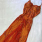 Robe de soirée longue élégante à bretelles spaghetti et perles vintage orange, robe de bal, robe de bal, robe de bal, nv3263