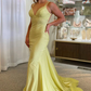 Silver Sparkling Fashion Spaghetti Strap Mermaid Slim Fit Long Ball Gown Backless Yellow Prom Dress Formal Evening Dress Party Dress nv3431