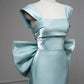 Green simple elegant mermaid bow satin long evening gown ball gown nv3036