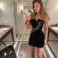 Black beaded simple fashion short party dress evening dress homecoming dress nv2173