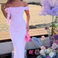 Pink Rose One Shoulder Off Shoulder Elegant Charming Long Ball Gown Evening Gown Party Dress nv2285